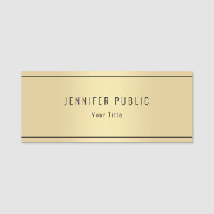 Custom Glamorous Gold Look Modern Chic Template Name Tag