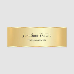 Custom Glamorous Gold Look Modern Script Template Name Tag