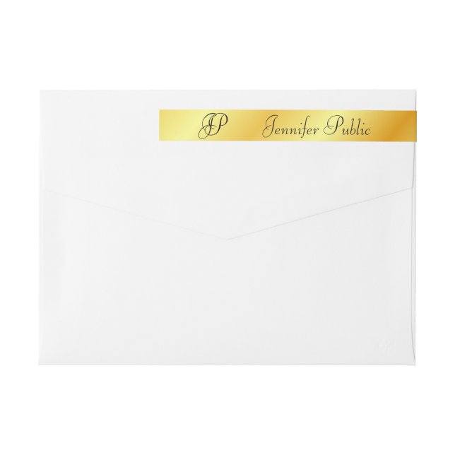 Custom Glamour Gold Look Modern Elegant Template Wrap Around Label (Back)