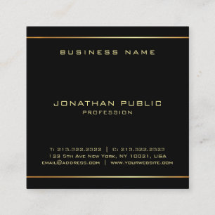 Custom Glamourous Black And Gold Elegant Template Square Business Card
