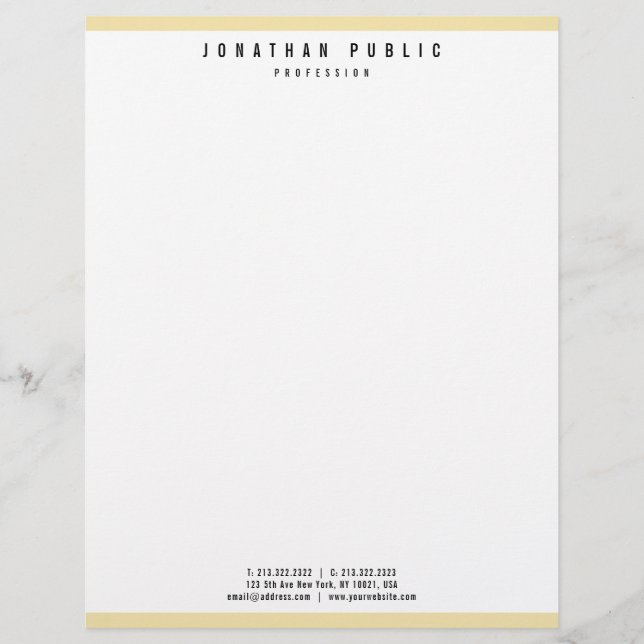 Custom Glamourous Faux Gold Elegant Modern Custom Letterhead (Front)