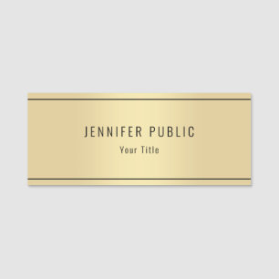 Custom Glamourous Gold Look Modern Chic Template Name Tag
