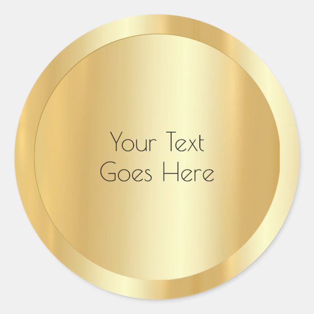 Custom Glamourous Gold Look Modern Template Classic Round Sticker (Front)