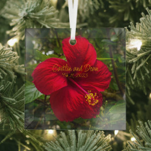 Custom Glass Hibiscus Ornament
