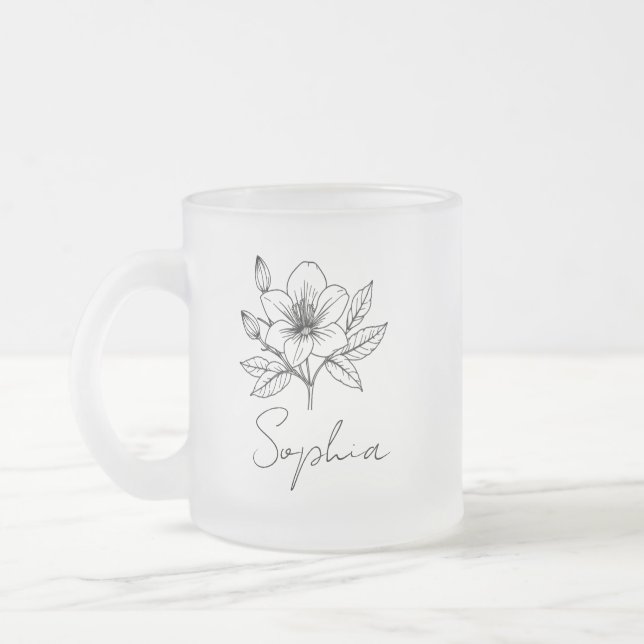 Custom Glass Mug, Personalised Bridesmaid Mug, Bri Frosted Glass Coffee Mug (Left)