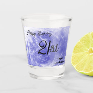 Custom Gliding Angels Blue Frost 21st Shot Glass