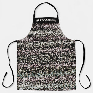 Custom glitter abstract dots black rose gold blush apron
