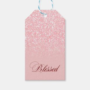 Custom Glitter Blessed Pink Colour F3C0C0 Gift Tags