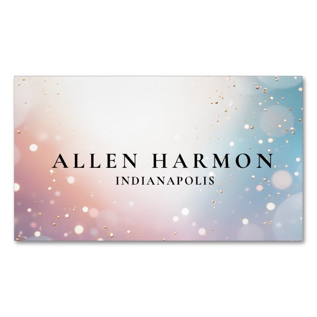 Custom Glitter Blue Opal Stone Background Magnetic Business Card (Front)