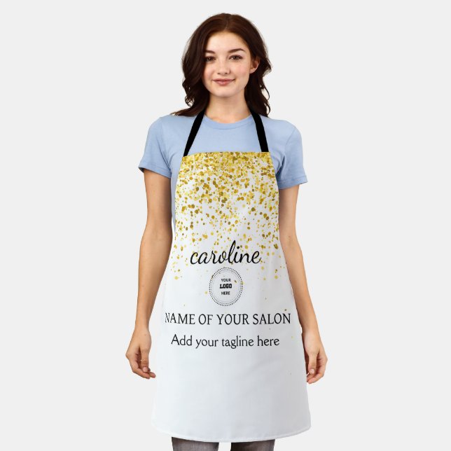 Custom Glitter Salon Apron – Personalised Styled (Worn)