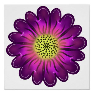 Custom Glowing Neon Purple & Pink Dahlia Flower Poster