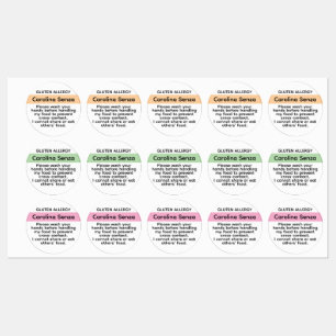 Custom Gluten Allergy Stickers Kids Lunch Safety
