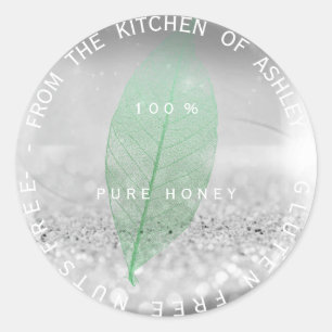 Custom Gluten Nuts Free Mint Silver Gray Glitter Classic Round Sticker