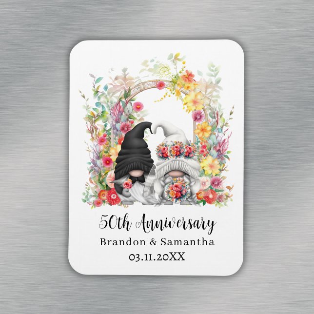 Custom Gnome Floral Arch 50th Wedding Anniversary Magnet (Custom Gnome Floral Arch 50th Wedding Anniversary Magnet
)