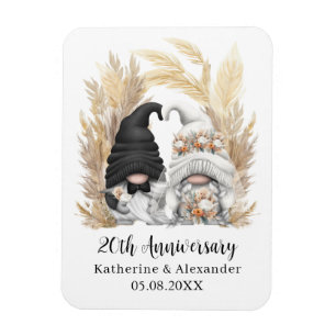Custom Gnome Pampas Grass 20th Wedding Anniversary Magnet