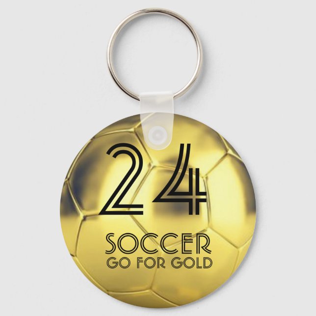 Custom Go for Gold Soccer Ball Waterproof Keychain (Front)