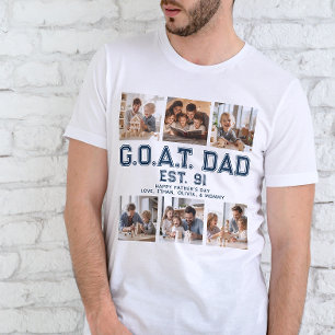 Custom GOAT DAD Father's Day Photo Collage  T-Shirt