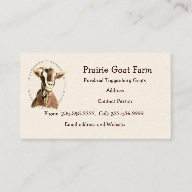 Custom Goat Farm Animal Business Card (Front)