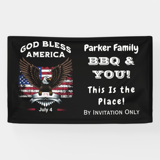 Custom God Bless America 4th of July Banner (Horizontal)