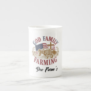 Custom “God Family Farming”  Bone China Mug
