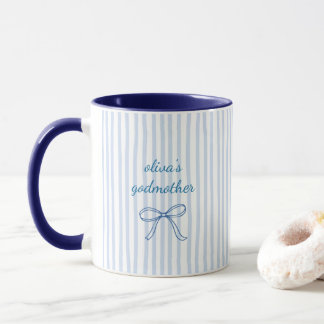 Custom Godmother Blue Stripe Ceramic Mug