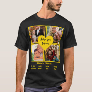 Custom Gold 50th Anniversary 4 Photo Collage T-Shirt