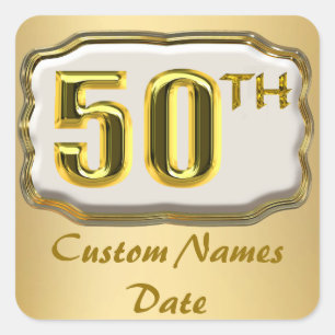 Custom Gold 50th Anniversary Or Birthday Stickers