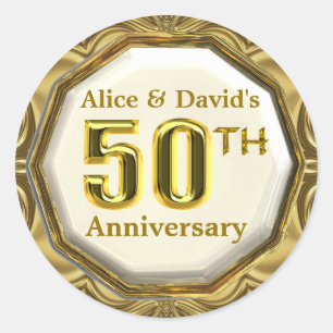 Custom Gold 50th Anniversary Sparkling Stickers