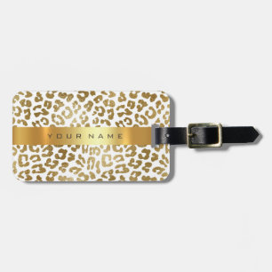 Custom Gold Africa Jaguar Safari Animal Skin White Luggage Tag
