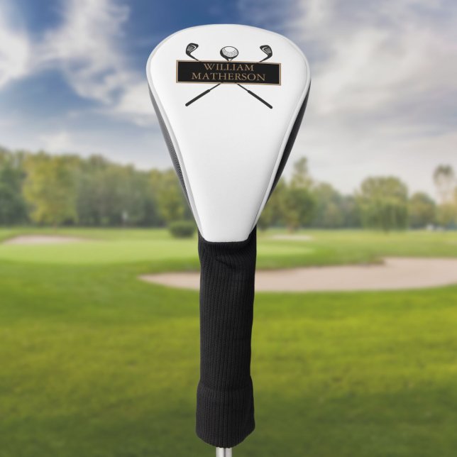 Custom Gold and Black Elegant Modern Golf Head Cover (Creator Uploaded)