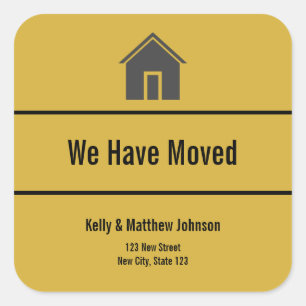 Custom Gold and Black Moving Announcement Sticker