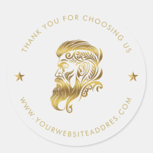 Custom Gold Barber Logo Custom Typography Classic Round Sticker