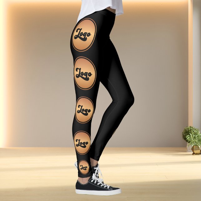 Custom Gold & Black Business Logo Stylish Minimal Leggings (Creator Uploaded)