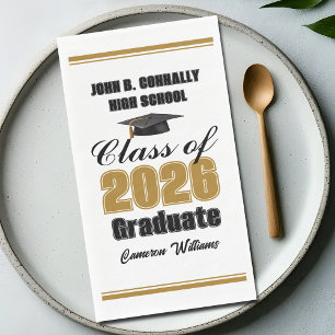 Custom Gold Black Class of 2026 Graduation Party Napkin