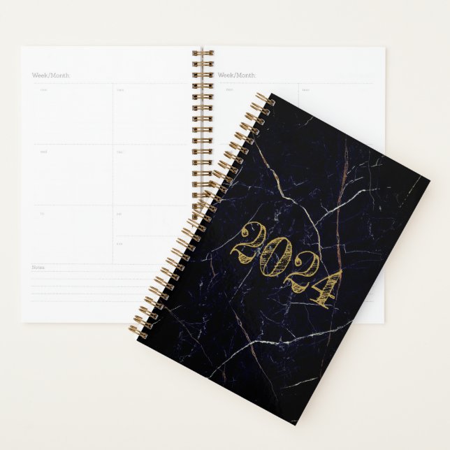Custom Gold Black MARBLE Calendar Daily Monthlly Planner (Display)