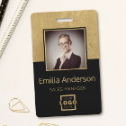 Custom Gold Business Logo Barcode Employee Photo