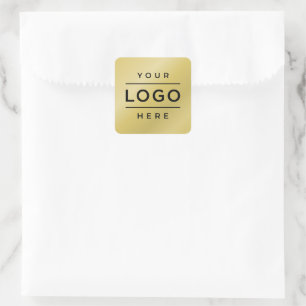 Custom Gold Business Logo Promo Square Sticker