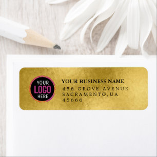 Custom gold Business Logo Return Address  Label