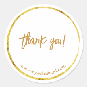 Custom Gold Business "Thank You" Classic Round Sticker