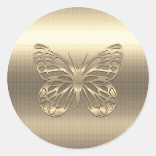 Custom Gold Butterfly Animals Classic Round Sticker