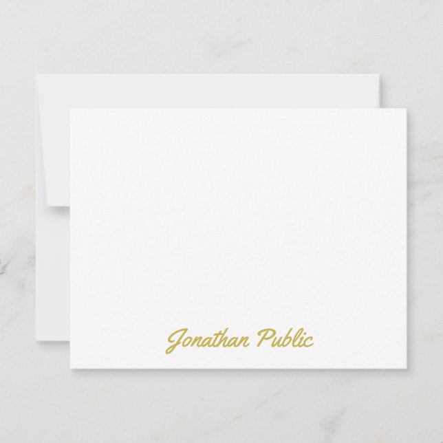 Custom Gold Colour Hand Script Text Personalised Card (Front)