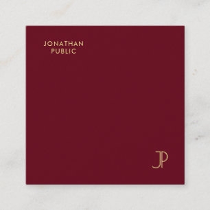 Custom Gold Colour Monogram Luxury Premium Pearl Square Business Card