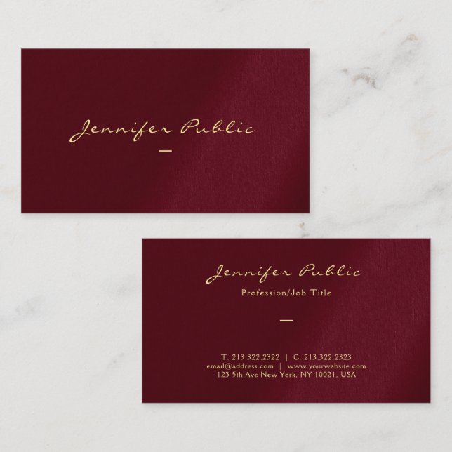 Custom Gold Colour Script Luxury Premium Thick Business Card (Front/Back)