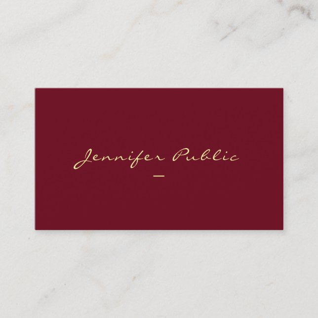 Custom Gold Colour Typography Script Template Business Card (Front)