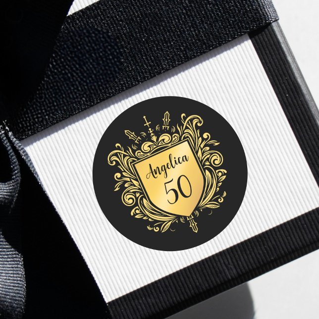 Custom Gold Emblem Classic Round Sticker (Creator Uploaded)