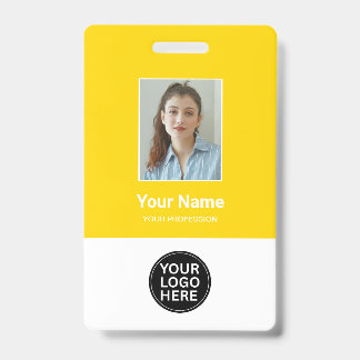 Custom Gold Employee Photo ID Logo Name Badge