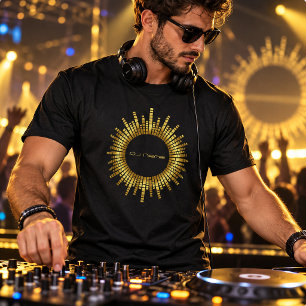 Custom Gold Equalizer DJ Name T-Shirt
