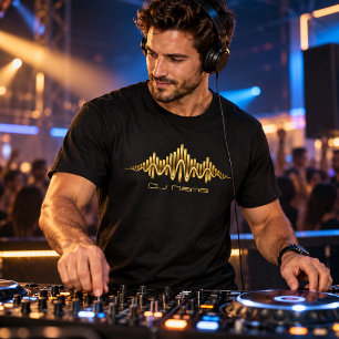 Custom Gold Equalizer DJ Name T-Shirt