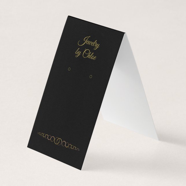 Custom "Gold" Flourish Black Earring Display Cards (Front)