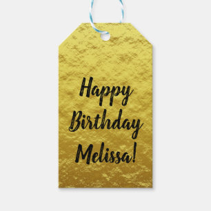 Custom Gold Foil Happy Birthday Script Gift Tags